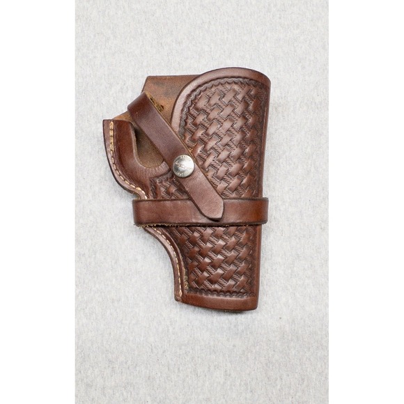 Vtg George Lawrence Brown Leather Basket Weave Holster ICB 654 Outdoors Utility - Picture 2 of 12